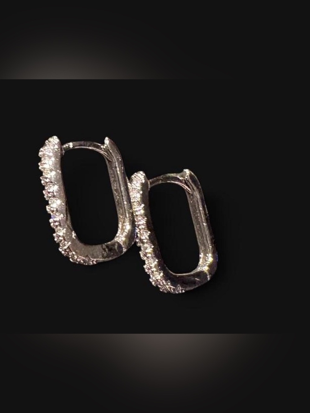Silver Rectangular Pavé Huggie Earrings - Women's Jewelry
